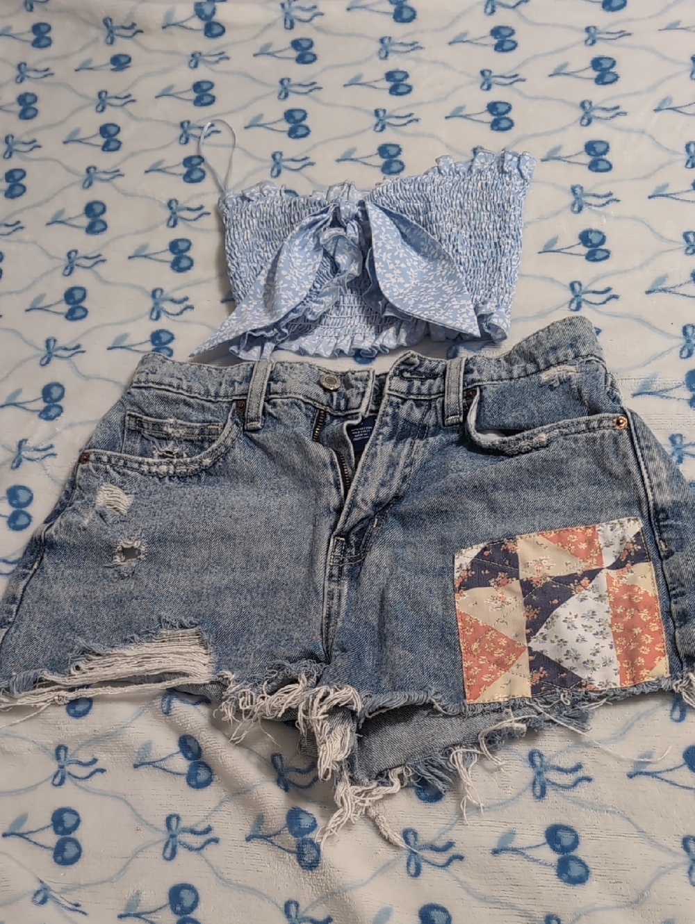 Denim Patchwork Cutoffs